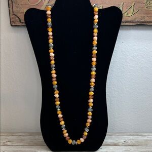 Elegant Smokey Acrylic Beaded Necklace in Gold and Gray